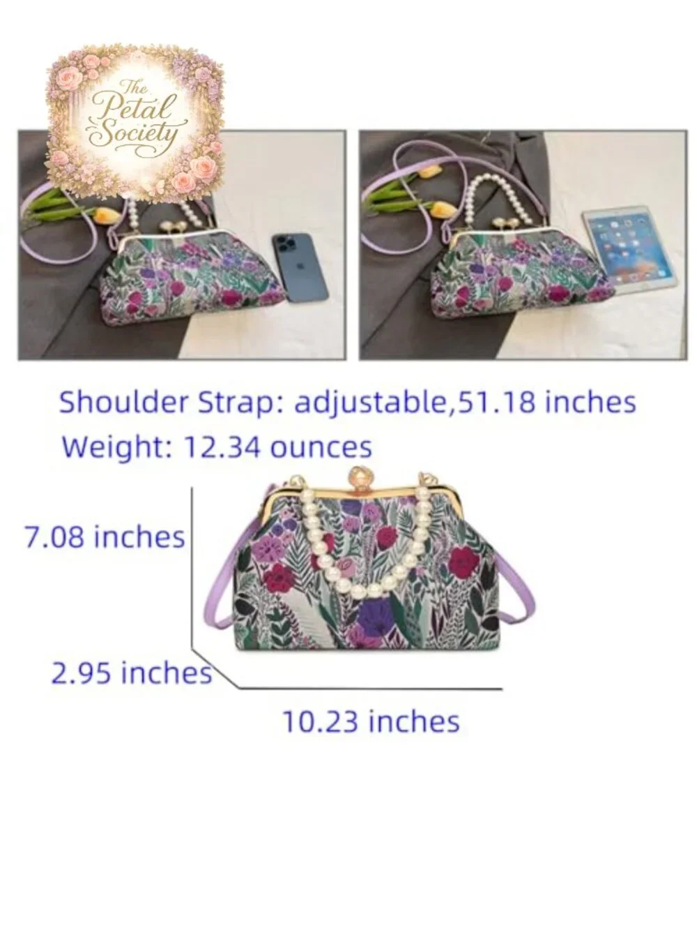 Floral & Leaf Print Crossbody Bag with Adjustable Strap - Women Trendy Handbag